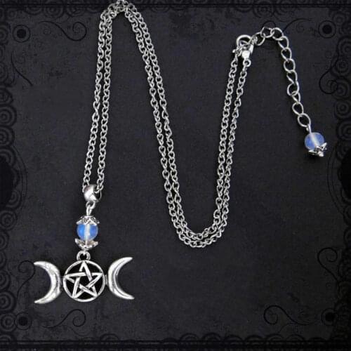 TRIPLE GODDESS Necklace Pendant, Triple Moon Necklace, Pagan Wicca Ladies necklace Charm jewelry personality 2021