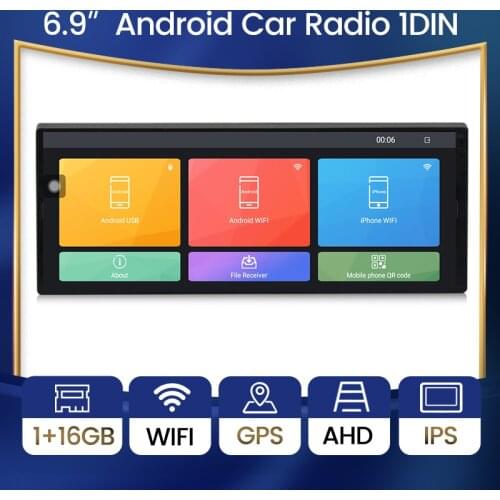 MEKEDE Android One Din Car Radio 1din GPS Car Multimedia Video Player Navigation Wifi 1 Din WIFI BT Autoradio Stereo 6.9 inch