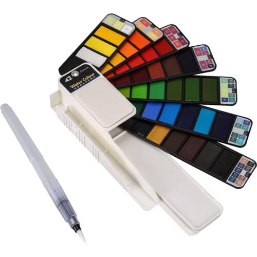 Pigment Paints Set Solid Watercolor With Waterbrush For Drawing Painting Watercolors collapsible suit