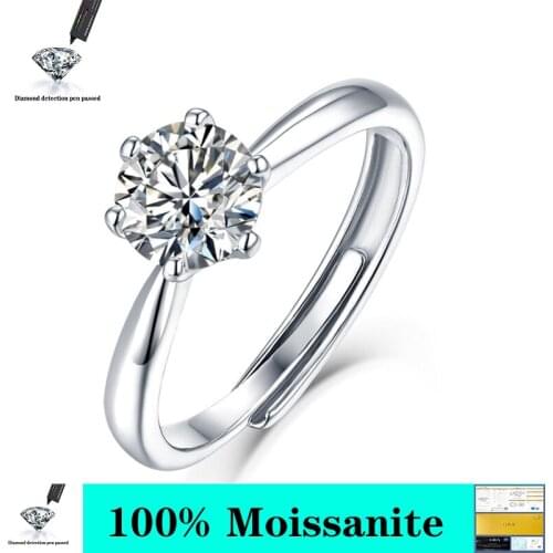 New 1ct2ct3ct5ct VVS1 D Color Moissanite 100% 925 Sterling Silver Wedding Anniversary Woman Ring Adjustable Ring