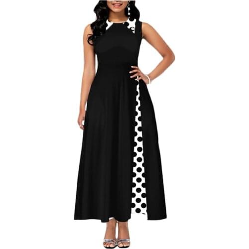 2021 Clothing New Fashion Popite WomenS Dress Sleeveless Lapel Patchwork Skirt