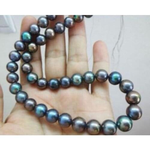 C9-10m ahitian Black Pearl Necklace AAA+c