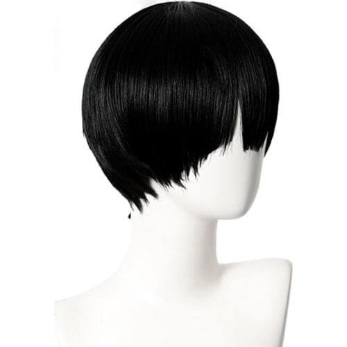 Hanako Kun Cosplay Men 32cm Short Black Wig Anime Jibaku Shounen Hanako-kun Cosplay Wig Heat Resistant Synthetic Wigs