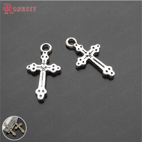 50PCS 20x11MM Antique Silver Bronze Zinc Alloy Cross Charms Pendants Jewelry Making Supplies Diy Findings Accessories