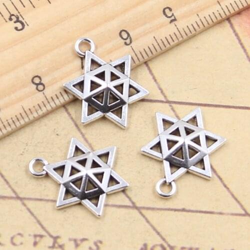 20pcs Charms Star Of David Shield 20x15mm Tibetan Silver Color Pendants Antique Jewelry Making DIY Handmade Craft