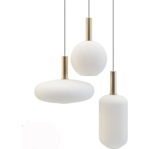 Modern White Glass LED Pendant Light Nordic Parlor Suspension Lamp For Restaurant bar cafe Store Home Pendant Lighting PA0201