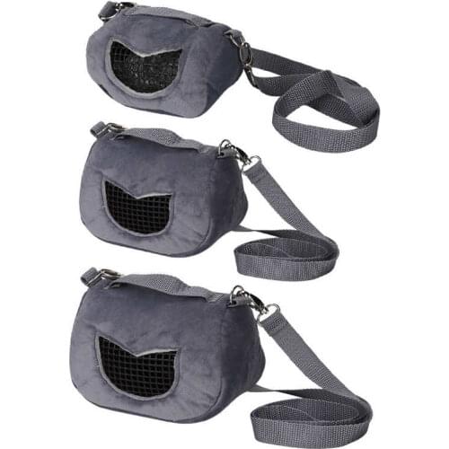 Portable Hanging Bag Gray Flannelette Portable Breathable Pet Hamster Carrier Outgoing Sleeping Bag for Small Pets