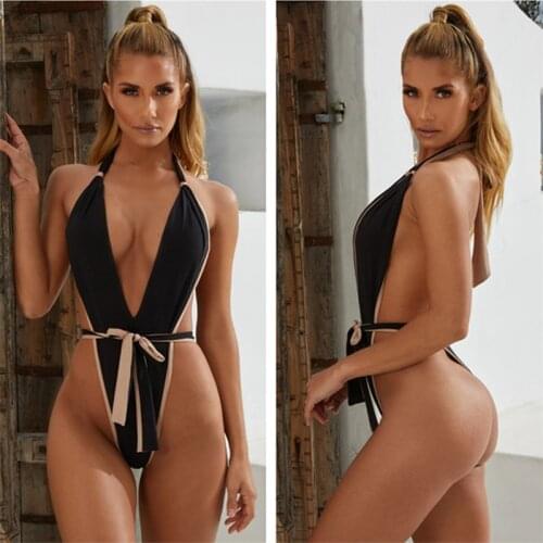 Deep V Sexy One piece Swimsuit Backless Swimwear Women Monokini Trikini Mujer Banador Maio Biquini Maillot femme Badpak Mayokini