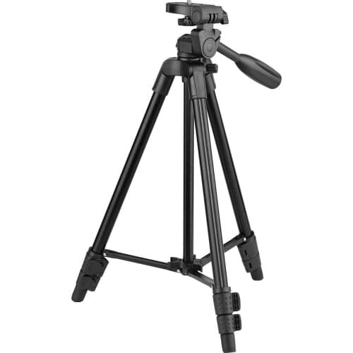 Photography Tripod Stand Aluminum Alloy 115cm 3-Section 3KG Payload 3-Way Pan Head 1/4 Mounting with Bubble Level Phone Clamp