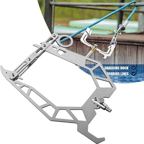 U Type Long-distance Boat Threader Automatic Large Opening Metal Portable Mooring Hook Rope for Telescopic Fishing Rod Pole