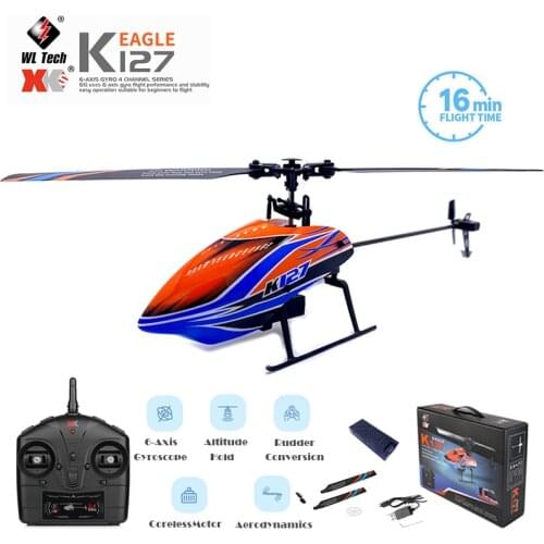 WLtoys K127 2.4Ghz 4CH 6-Aixs Gyro Altitude Hold Flybarless RC Helicopter RTF RC Helicopter For Kids Gift RC Toys vs E129 E119