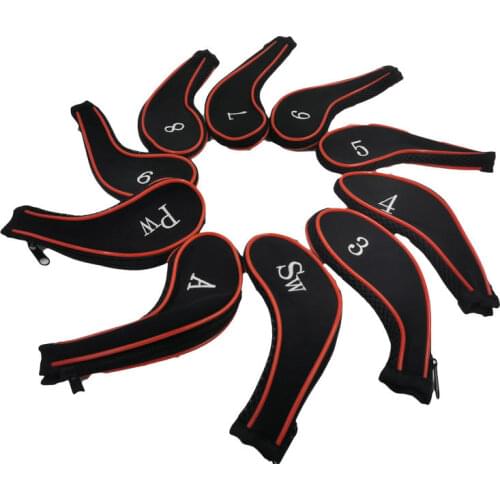 Zipper Golf Iron Headcover irons set Head Cover with zip 10pcs/set Red color