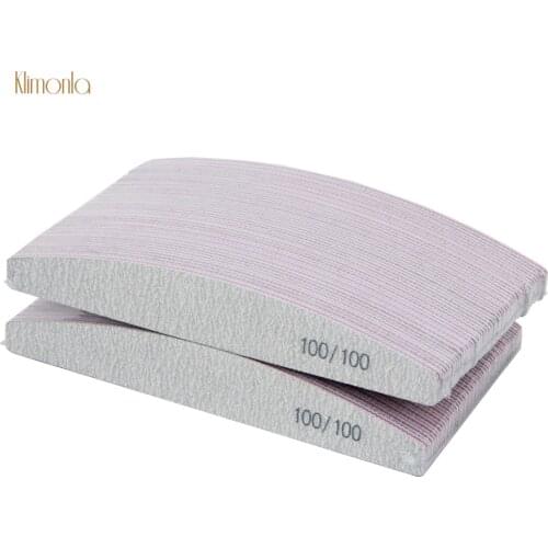 100Pcs/lot Professional Gray Nail File 100/100 Half Moon Nail Thick Sandpaper Sanding Files Pedicure Manicure Buffing Tools