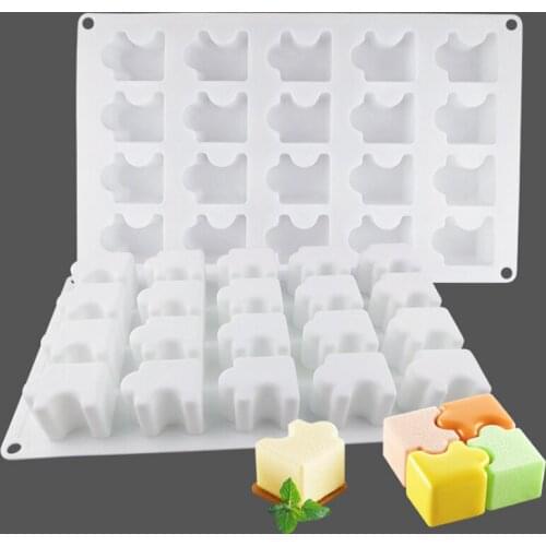 Creative 20PCS Puzzle Art DIY Aromatherapy Candle Craft Home Decoration Silicone Mold Mousse Baking Chocolate Cake Kitchen Tools
