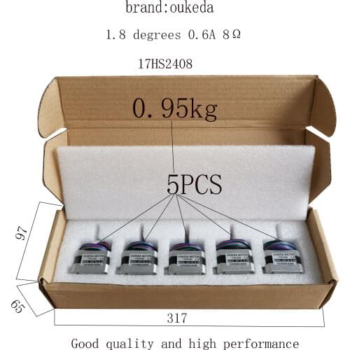 5pcs/lot 17HS2408 4-lead Nema 17 Stepper Motor 42 motor 42BYGH 0.6A CE ROSH ISO CNC Laser and 3D printer