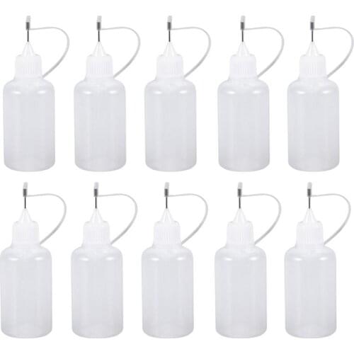 10Pcs 30ml Needle Tip Glue Bottle Applicator DIY Quilling Tool Precision Bottle (White)