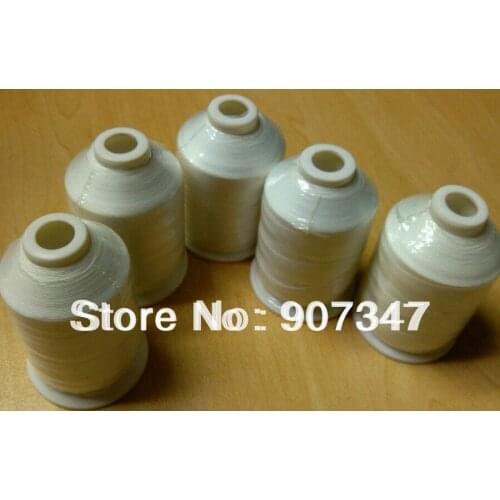 Free shipping raw white glow in the dark embroidery thread 1000m/mini-king spool, 5 cones per lot