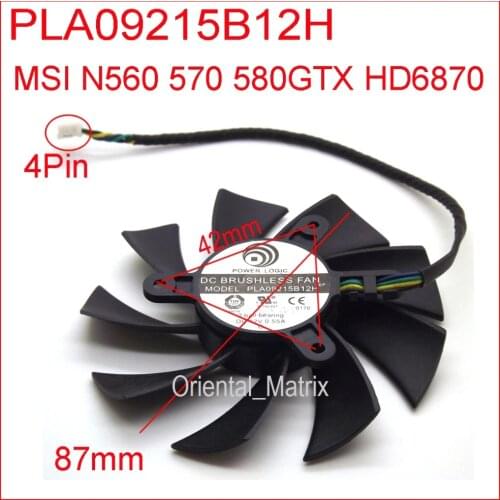 DC BRUSHLESS FAN PLA09215B12H 12V 0.55A 87mm VGA Fan For MSI N560 570 580GTX HD6870 Graphics Card Cooling Fan 4Wire 4Pin