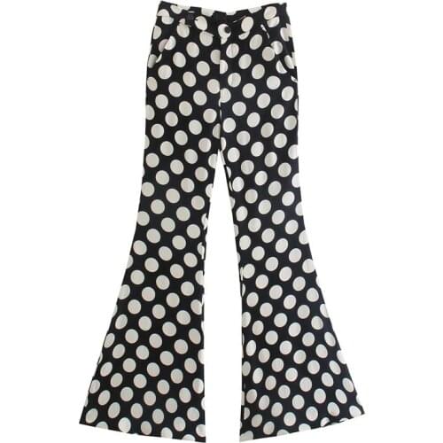 TRAF Za Women Pants High Waist Print Polka Dot Flare Pants Woman Baggy Black Pants 2021 Streetwear Y2K Bell Bottom Pant Suits