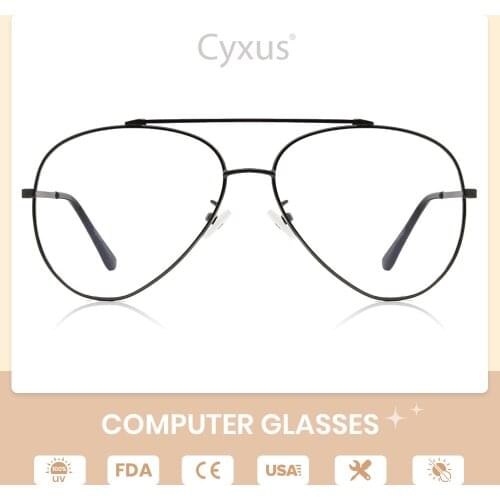 Cyxus Anti Blue Light Computer Glasses Anti Eye Eyestrain Oversized Metal Frame Unisex -8805