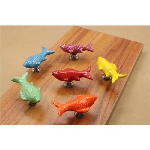 Kid Room Cartoon Ceramic Handles and Knobs Fish Cabinet Handles and Knobs for Children Room