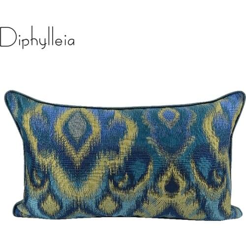 Diphylleia Tie Dyed Cushion Cover Blue Yellow Gradient Colour Lumbar Pillow Case Home Decorative Pillowcase For Couch Bed