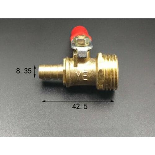 DN15 1/2" BSP Male x 8mm Hose Barb Tail Brass Ball Valve Water Gas 57 PSI Hole 7mm With Red Handle