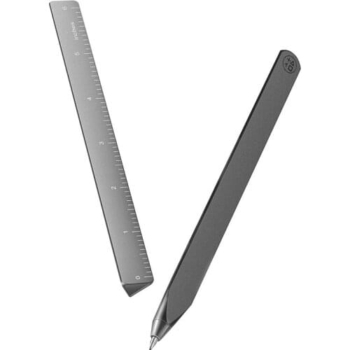 Dual-scale metal drawing gel pen, dual-purpose design, both a pen and a ruler, solid color, universal type