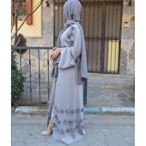 Elegant Full Length Muslim Abaya opened kimono cardigan appliques robes Jilbab female Dubai Muslims Dress Islamic dress wj1248