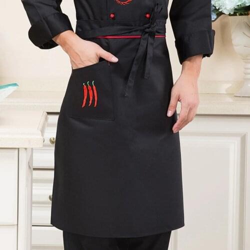4 Color Chef Aprons Kitchen Restaurant Cooking Waist Aprons with Pocket Work Apron Waiter Kitchen Cook Tool
