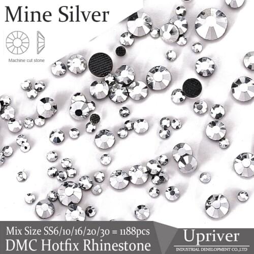 Upriver Machines Cut Mine Silver DMC Hotfix Rhinestones Glass Flatback Strass Stones
