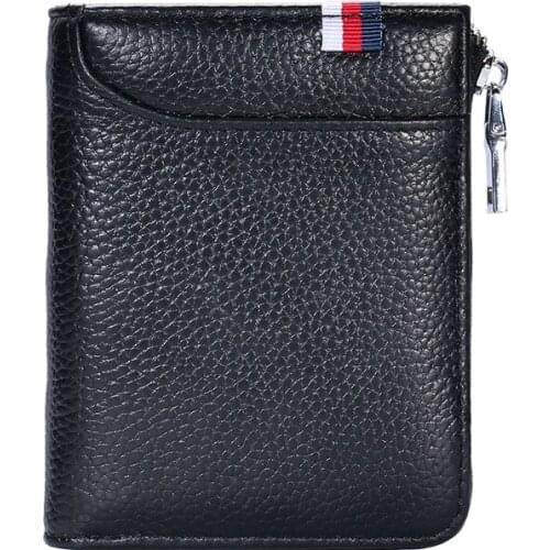 Wallet men Genuine leather RFID Anti-thief Credit Card Holder short male Purse mens Small Clutch Wallet quality guarantee