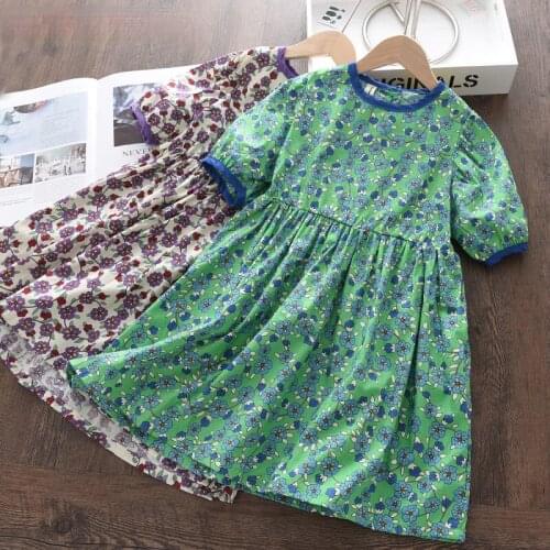 Menoea Baby Girls Flowers Dress 2021 Summer Kids Casual Floral Flower Printing Holiday Style Princess Children Clothing