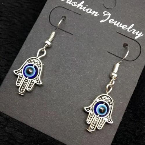 Mini Hamsa Hand Earrings Hand of Fatima Spiritual Yoga Buddha Evil Eye Pendant Protection Lucky Love Religious Nail Eye