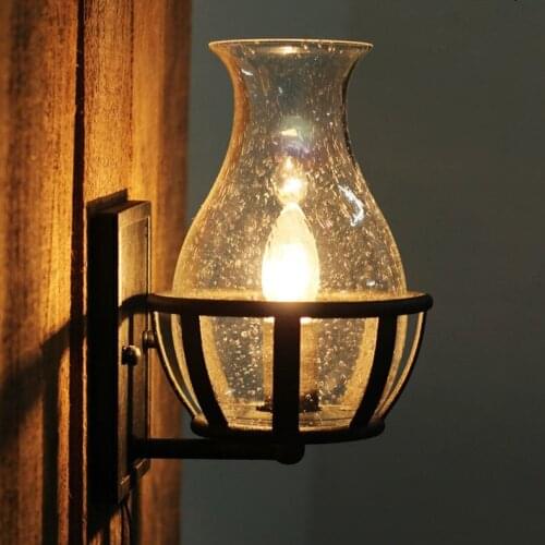 Fashion decoration antique Wall lights Glass Vase Shape vintage lantern kerosene castle wall lamp Candle Light