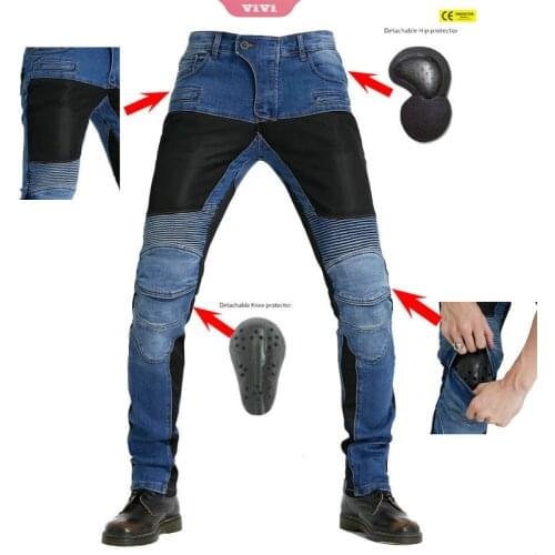 Mens Racing Cross-country Sports Helmet Pants Motorcycle Protective Jeans Breathable Mesh With Protective Pads