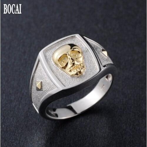2019 new Thai silver 100% 925 silver skull ring for Man personality domineering punk rock ring Korean S925 silver mans rings