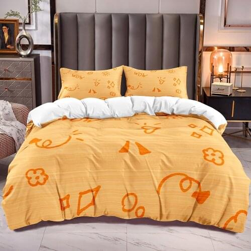 Comforter Cover with Cartoon Sun Flowers Print Kids Bedding Duvet Cover with White Reverse Microfiber Soft