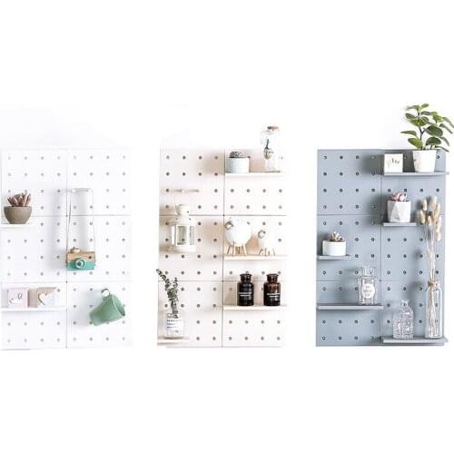 Wonderlife Plastic Peg Board Wall-Mounted Rack Living Room Kitchen Bedroom Bathroom Storage Shelf Organizer For Sundries