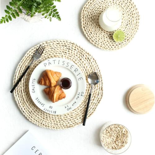 Corn fur woven Dining Table Mat Heat Insulation Pot Holder Round Coasters Coffee Drink Tea Cup Table Placemats Mug Coaster