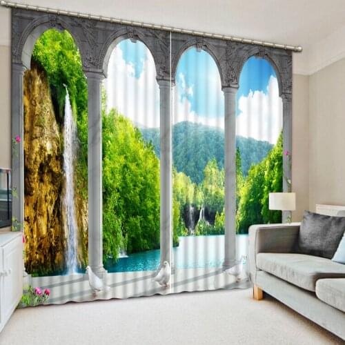 Roman 3D Window Curtains For Living Room Bedroom Landscape Scenery Beauty Digital Photo Printing Blackout 3D Curtains