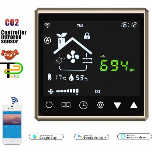 RS485&MODBUS NDIR WIFI TUYA Gas Analyzer CO2 Sensor Detector&Control for Air Ventilation System Fan Switch