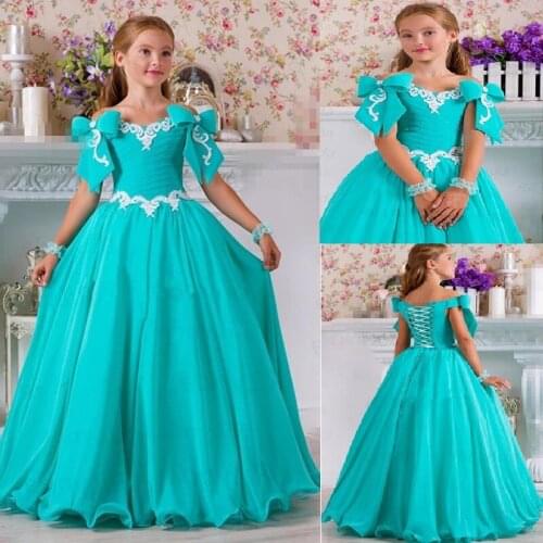 Chiffon Beaded Flower Gilr Dresses for Wedding Bows Lace Vintage Little Girl Bridal Wears Beautiful Child Pageant Gowns