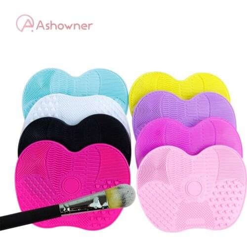 1 Pc Makeup Brush Cleaning Pad Silicone Brush Cleaner Mat Cosmetic Make Up Brushes Washing Little Scrubber Board Clean Wash Tool