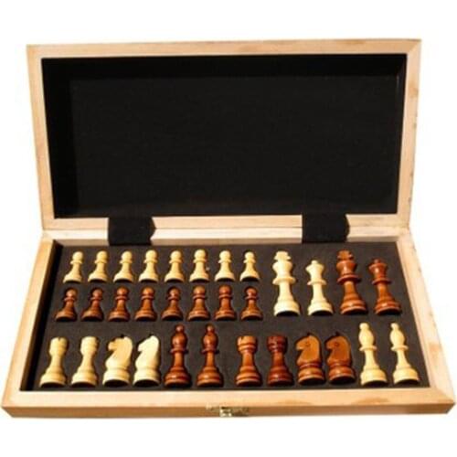 Folding Wooden International Chess Set Pieces Set Board Game Funny Game Chessmen Collection Portable Board Game