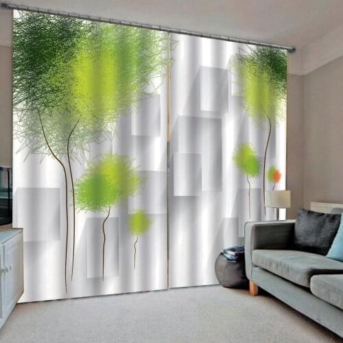 Stereoscopic curtains Luxury Blackout 3D Window Curtains For Living Room Bedroom green Dandelion curtains