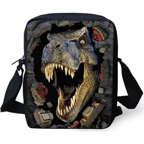 3D Dinosaurs Animal Prints Messenger Bag Jurassic World Park Women Shoulder Mini Cross-body Bags Travel Sling Bag