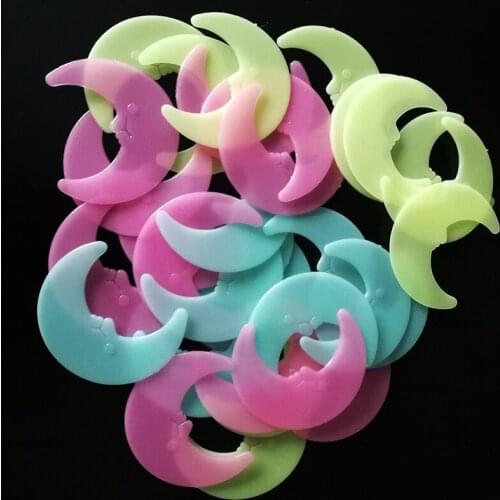 10pcs/lot 3D moon Glow In Dark Luminous Fluorescent Plastic Wall Sticker Home Decor Decal Wallpaper Decorative