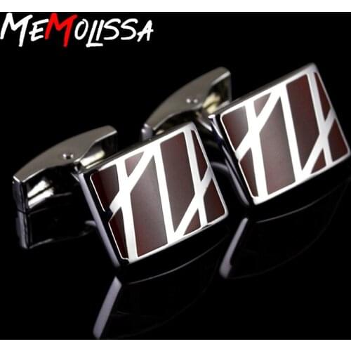 MeMolissa 3 Pairs Jewelry Wedding Cufflinks Classic Dark Red Square High qualitytBussiness Mens Cufflinks High Quality
