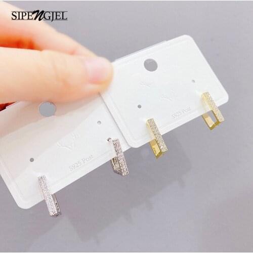 SIPENGJEL New Fashion Cuibc Zircon square Earrings Geometric Exquisite Hoop Earrings For Women Girls Korean Style Jewelry